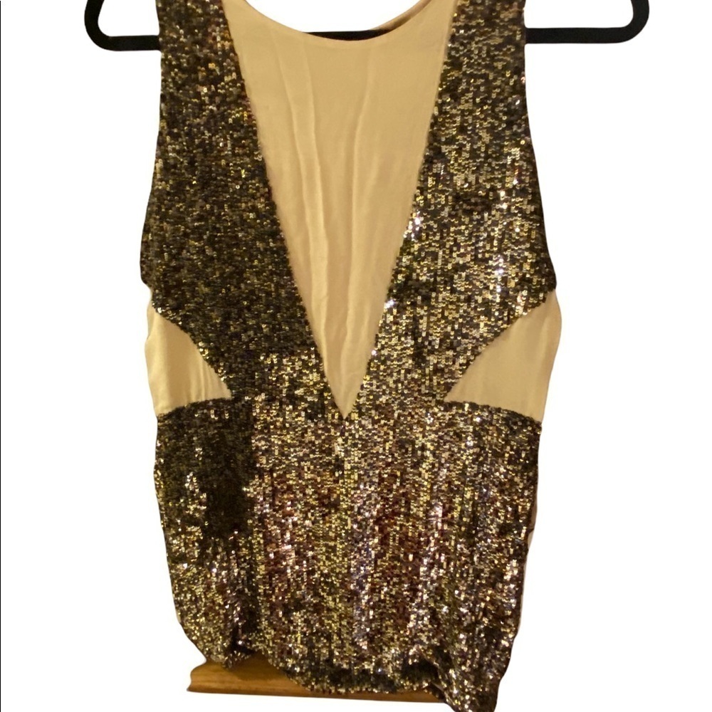 Sequin silver gold mesh nude inserts mini dress - Picture 4 of 4